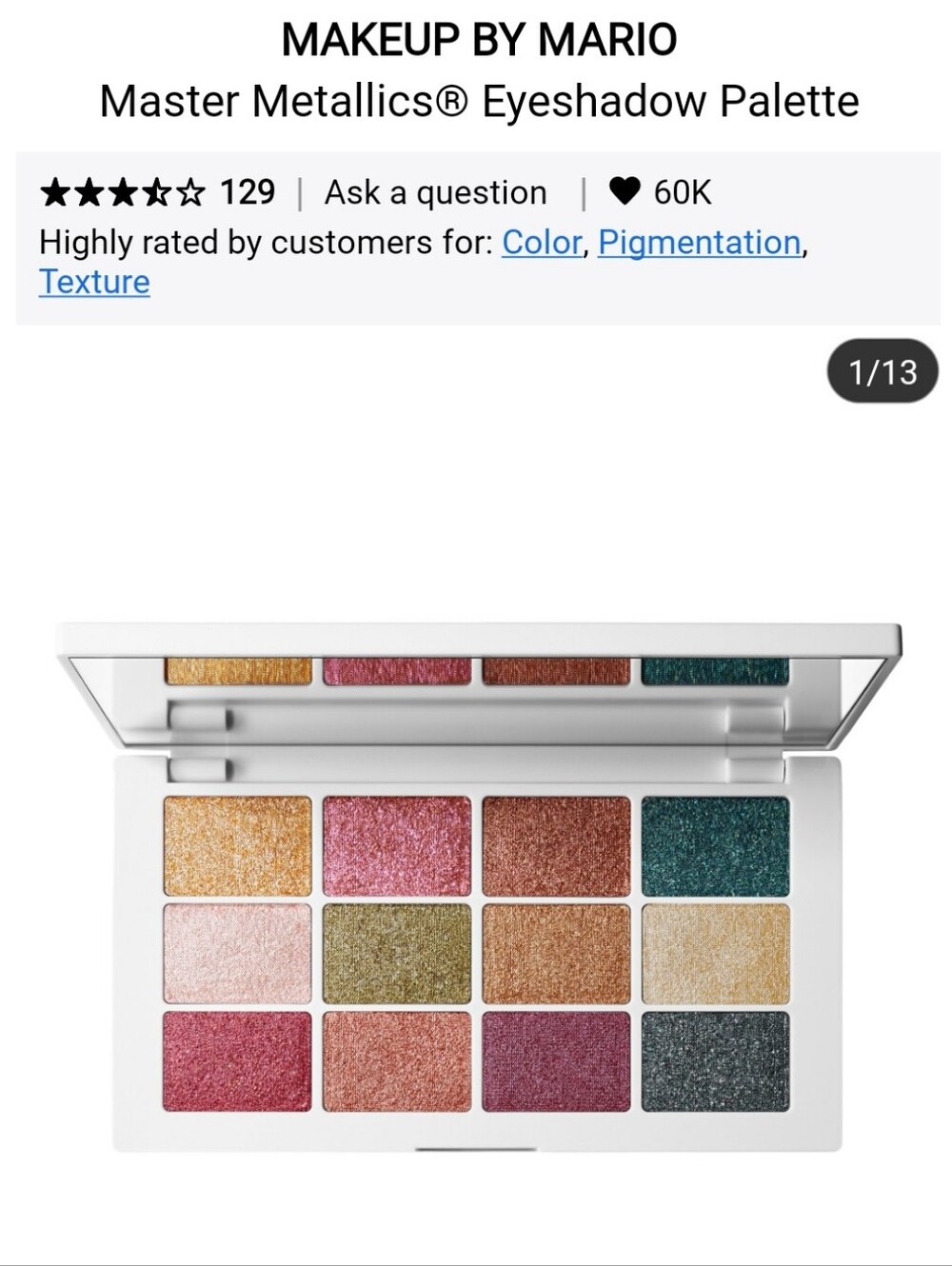 NIB MAKEUP BY MARIO MASTER METALLICS EYESHADOW PALETTE